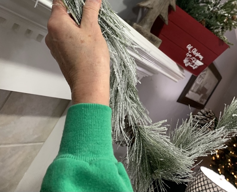 Christmas/Winter Mantle with Trees and Greenery - Our Altered Haven